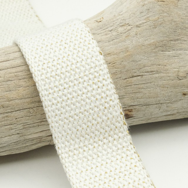 30mm White Gold Lurex Cotton Ribbon - Maison Klem